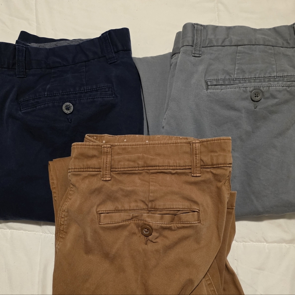 ROWM Men's Chino Pants - Navy, Gray, Brown. 36x32